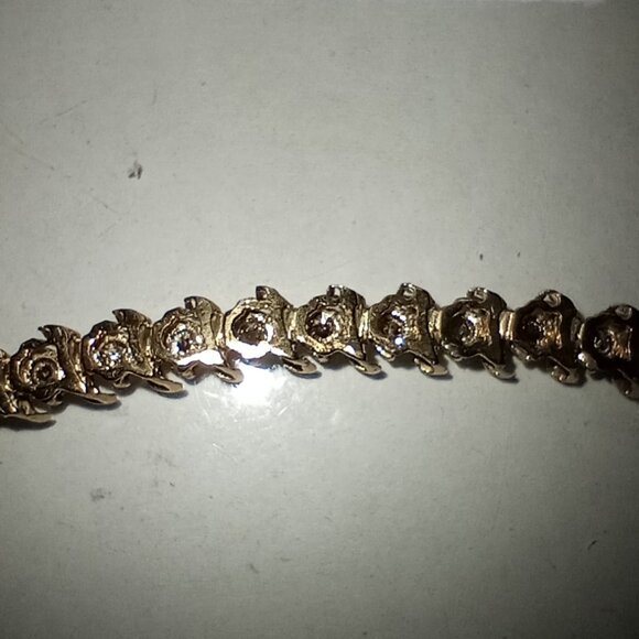 10Kt Yellow Gold 4-Carat Champagne Diamond S-Link Eternity Bracelet - Picture 4 of 5
